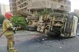  میکسر بتن در آجودانیه واژگون شد