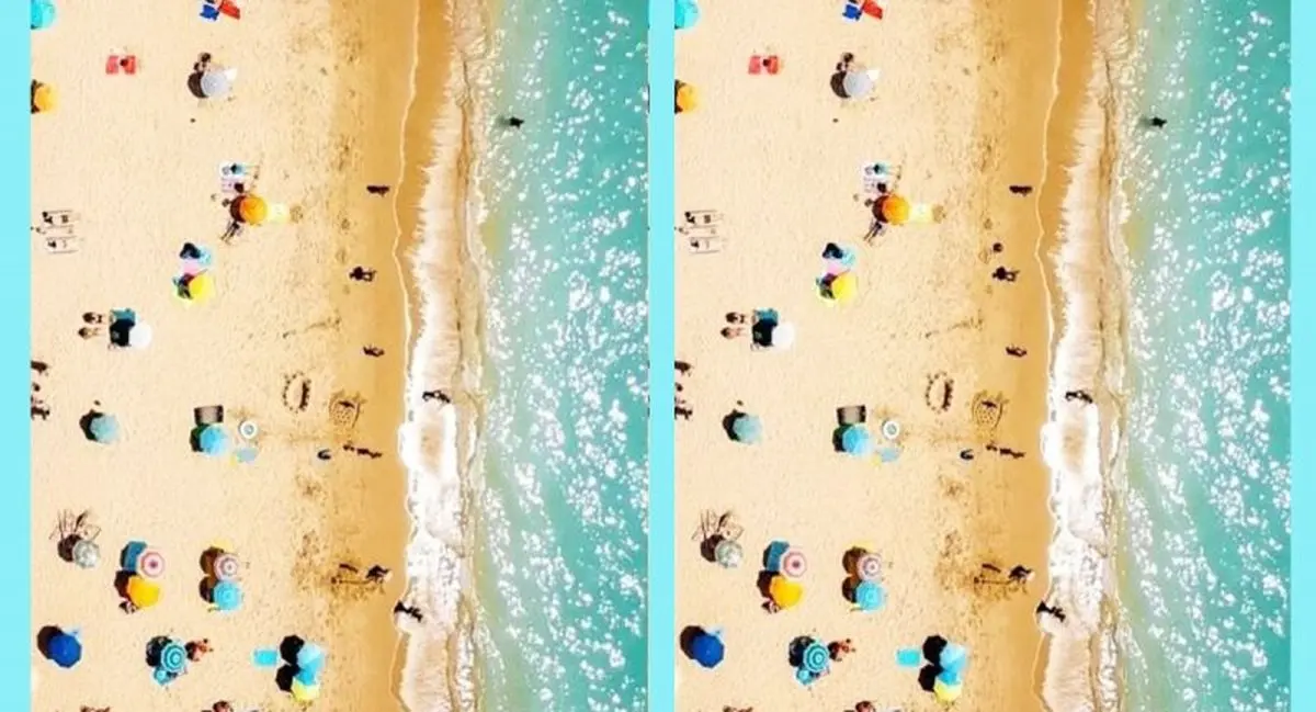 تست بینایی |  در این تصویر ساحلی تنها یک تفاوت وجود دارد آن را پیدا کنید؟ + پاسخ