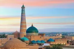 تصویر بسیار فاخر از  آبیِ خوارزم ازبکستان در دل آسمان صورتی! 