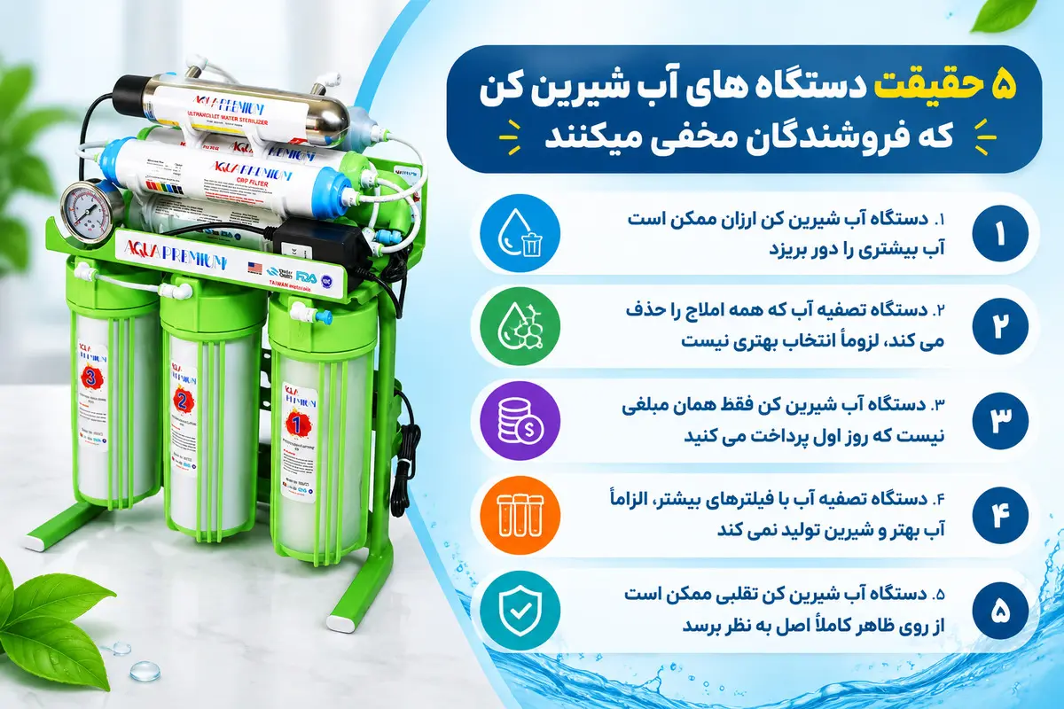 5 حقیقت دستگاه های آب شیرین کن که فروشندگان مخفی میکنند