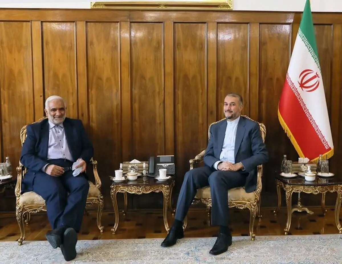 دیدار دبیرکل کنفرانس حمایت از انتفاضه فلسطین با امیرعبداللهیان 