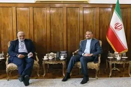 دیدار دبیرکل کنفرانس حمایت از انتفاضه فلسطین با امیرعبداللهیان 