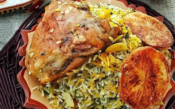 ناهار باقالی پلو با مرغ به روش سرآشپز درست کن | طرز تهیه باقالی پلو با مرغ خوشمزه و مجلسی زعفرانی برای ۴ نفر