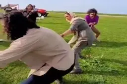 مسابقه طناب‌کشی هدیه تهرانی و تفریحات او در روز سیزده‌بدر+ویدئو 