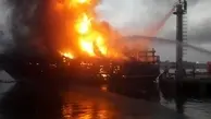 مرد خارجی در آتش سوزی هولناک لنج دیلم ۹۰ درصد سوخت + جزئیات 