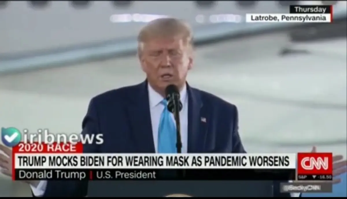  ترامپ رقیب دموکراتش را به علت ماسک زدن به سخره گرفت +ویدئو