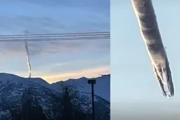 ظهور ابری عجیب به شکل کرم بر فراز آلاسکا | ترس پلیس از احتمال سقوط بشقاب پرنده+تصویر