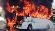 لحظه‌ی ترسناک آتش گرفتن اتوبوس برقی+ویدئو 