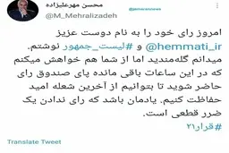 مهرعلیزاده: به همتی و لیست جمهور رای دادم