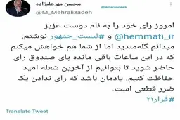 مهرعلیزاده: به همتی و لیست جمهور رای دادم