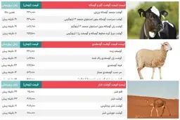 قیمت گوشت گوساله، گاو، گوسفند وشتر بعد از پایان تعطیلات | آخرین قیمت امروز ۱۸ شهریور + جدول