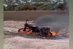  یک سارق رفته خرما سرقت کرده، موتورش رو گرفتن آتش زدن! + فیلم 