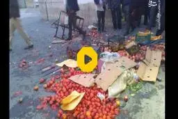 ویدیویی تلخ از جمع آوری بساط یک جوان میوه فروش در نزدیکی شب عید+ ویدئو 
