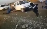 لحظه سقوط پاراموتور‌سوار در بهبهان خوزستان و برخورد با پراید‌ + ویدئو