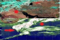 تصاویر ماهواره ای از حرکت جبهه بارشی در آسمان کشور 