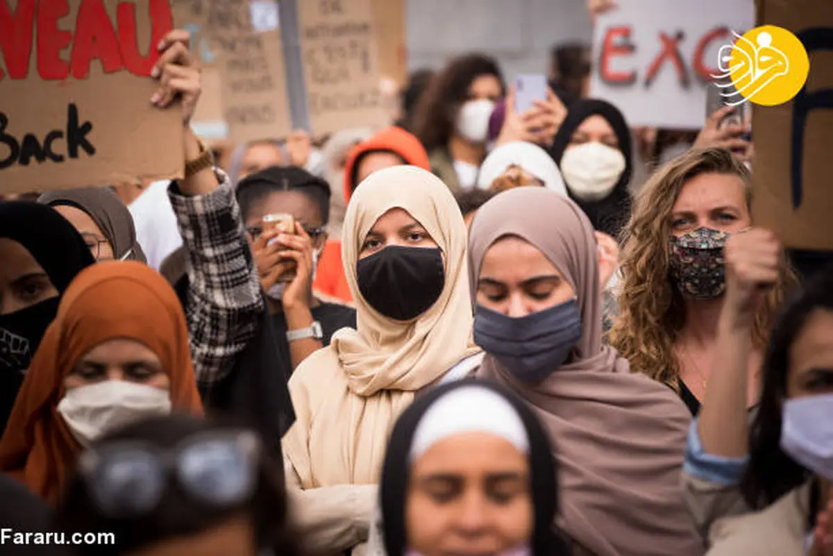 اعتراض در پایتخت بلژیک برای ممنوعیت روسری در مدرسه‌ + عکس