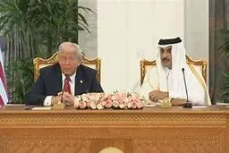  نحوه ورود عجیب ترامپ به قطر | اسکورت هوایی ویژه، استقبال رسمی +ویدئو