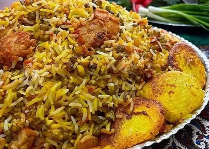 ناهار ماش پلو با ته‌دیگ پیاز درست کن؛ محشر میشه | طرز تهیه  ماش پلو با ته‌دیگ پیاز | خوشمزه‌ترین دستور پخت ماش پلو