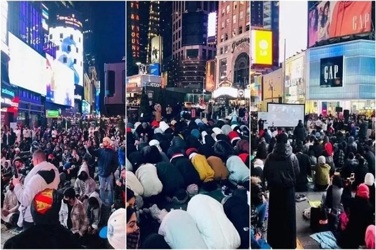  افطار در میدان تایمز نیویورک + ویدیو