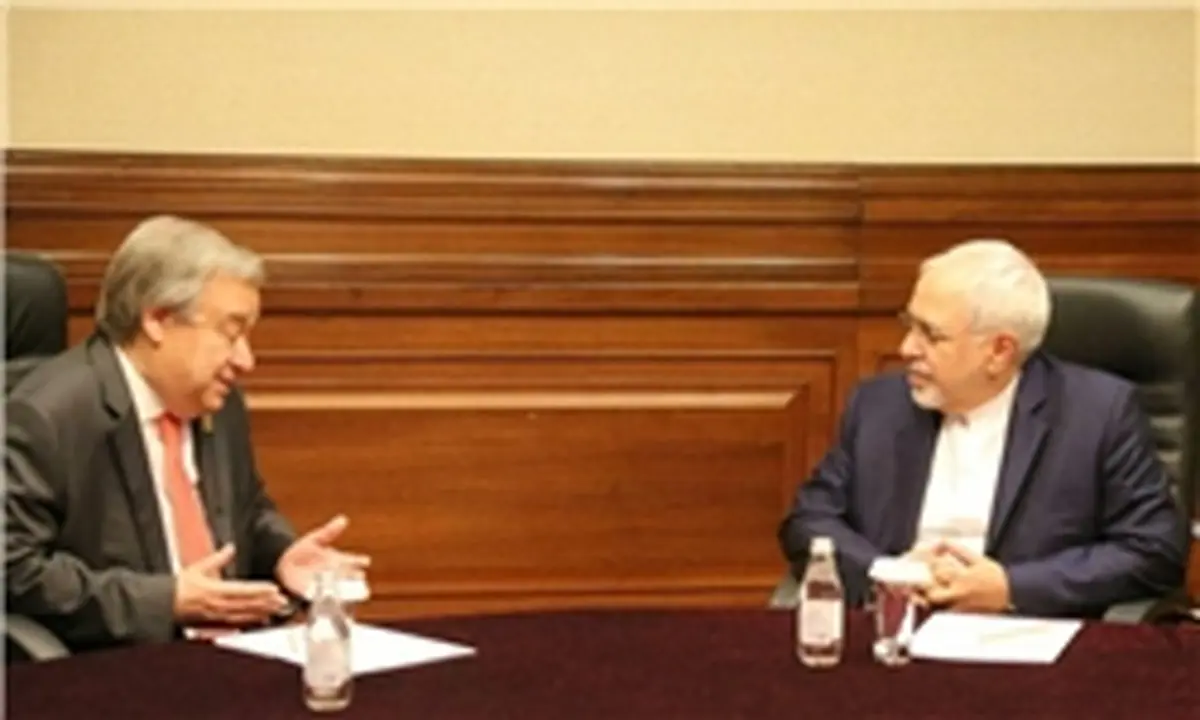 دیدار و گفتگوی ظریف با دبیرکل و رئیس مجمع عمومی سازمان ملل در نیویورک